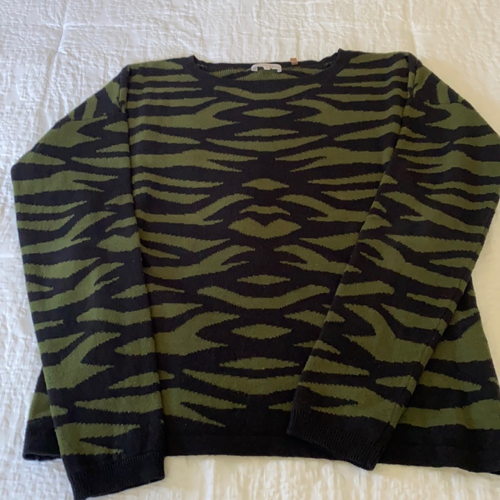 Minnie Rose green animal print sweater